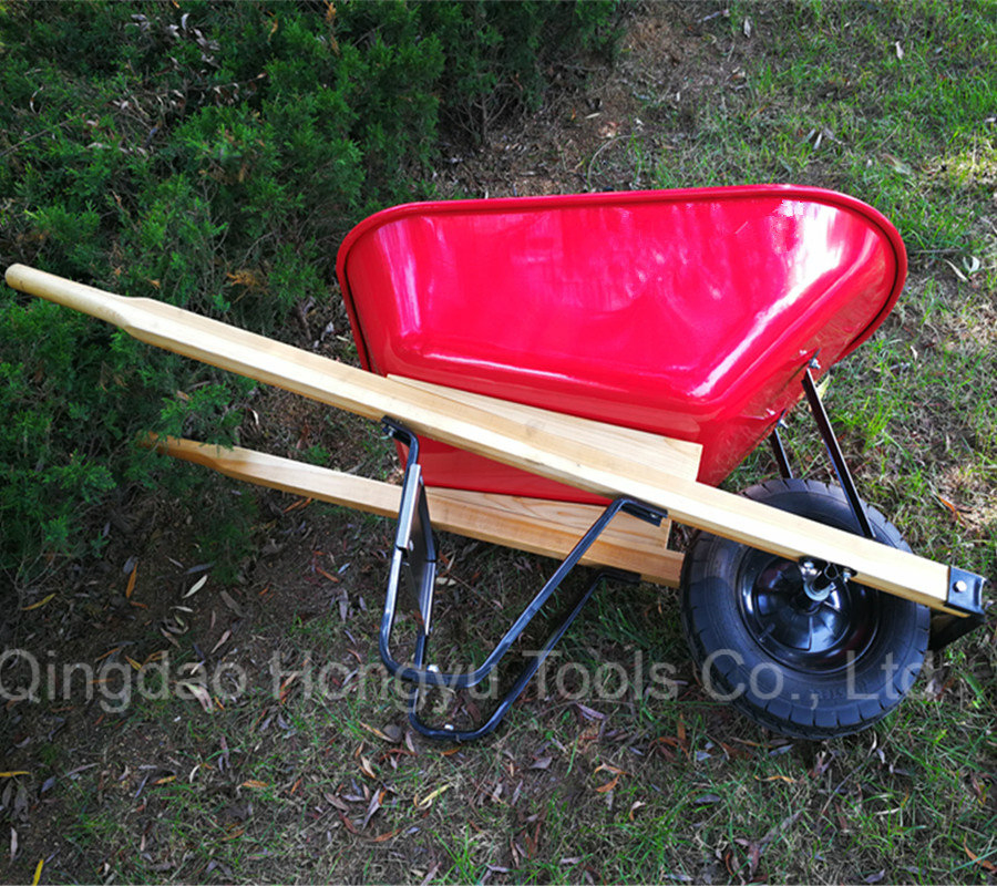 American Market Plastic Tray Wood Handle Wheelbarrow