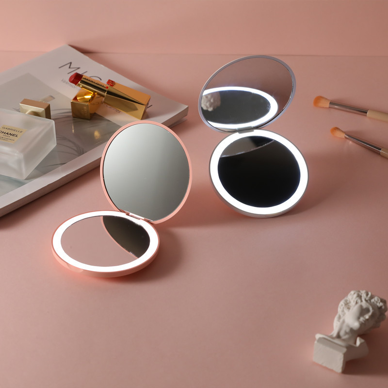 Cosmetics Foldable Portable Travel Mini LED Makeup Pocket Mirror Compact Mirror