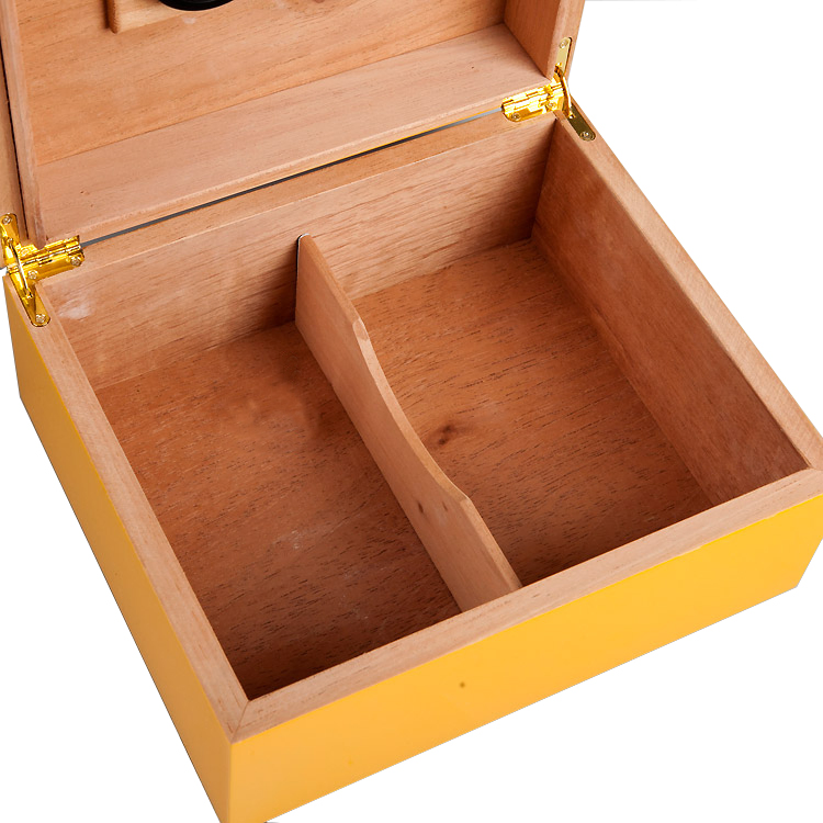 Customized Luxury High Grade Wooden Cigar Box Cuba Yellow Piano Finish Cedar Box