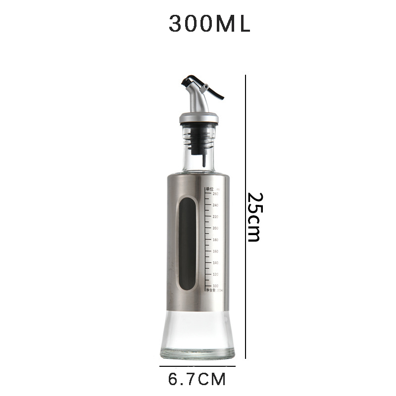 300ml Empty Kitchen Cooking Accessories Container Glassware Olive Oil Food Spray Dispenser Glass Bottle with Leak-Proof Seasoning Set