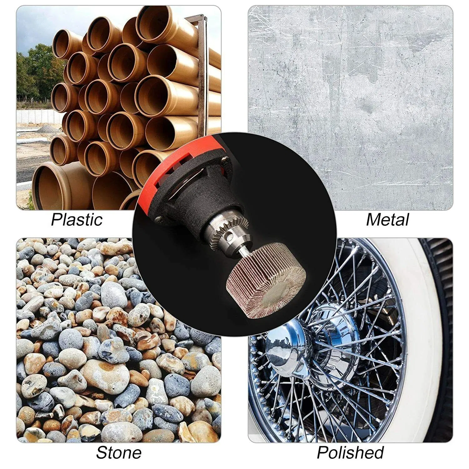 25X25X6 Aluminum Oxide Abrasive Cloth Flap Wheel with Shaft for Stainless Steel and Metal Grinding and Polishing