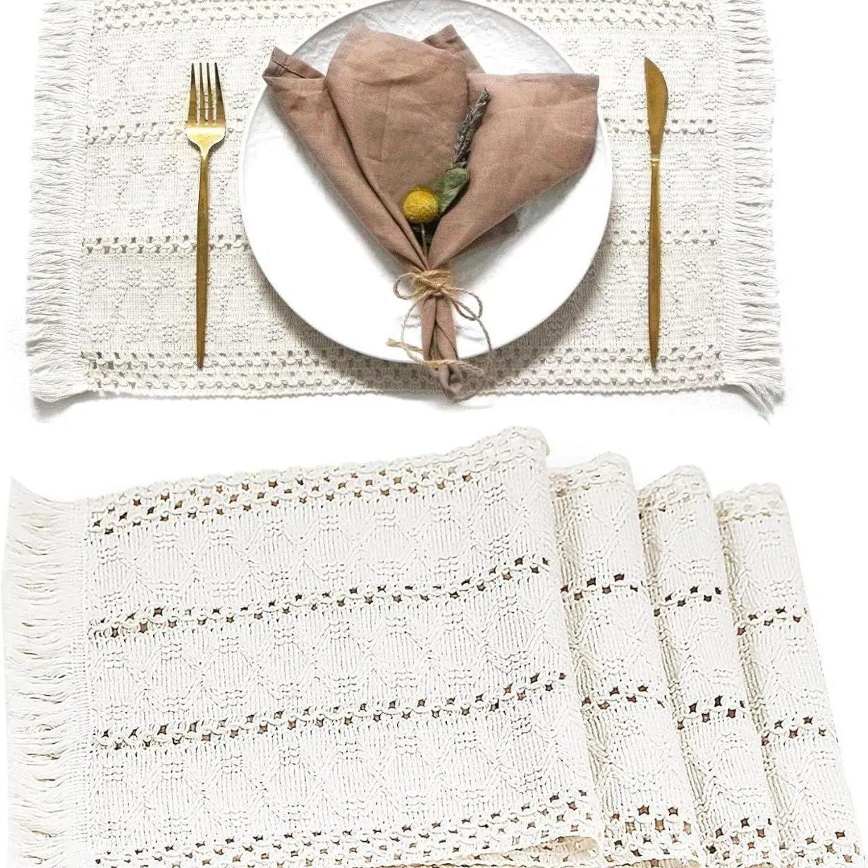 Wholesale Restaurant Home Dining Table and Kitchen Cotton Linen Placemats Napkins Cleaning Towel