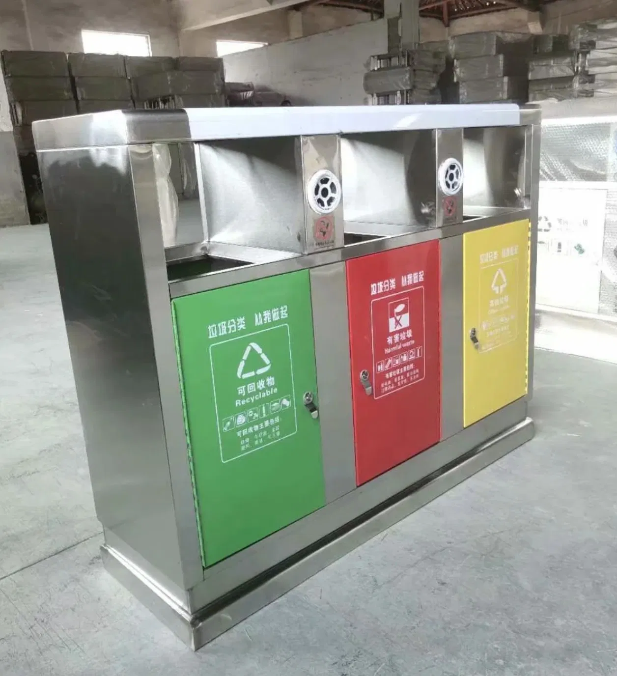 Мусорный бак из нержавеющей стали для раздельного сбора