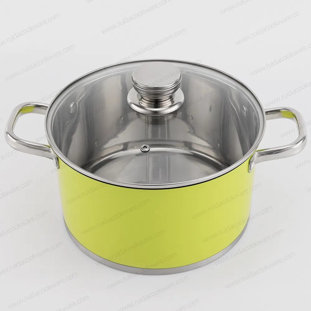 Hot Sale 12PCS Induction Bottom Green Body Cookware Set