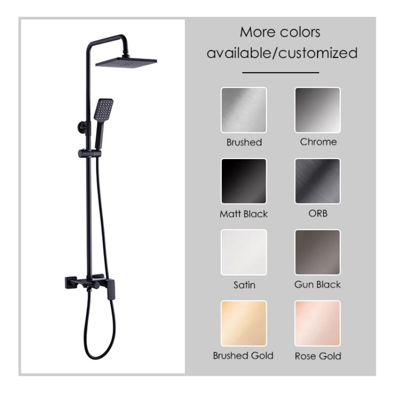 Chanda Bathroom Shower Head Rain Rainfall System Black Brass Hot Cold Bath Taps Faucets Mixer