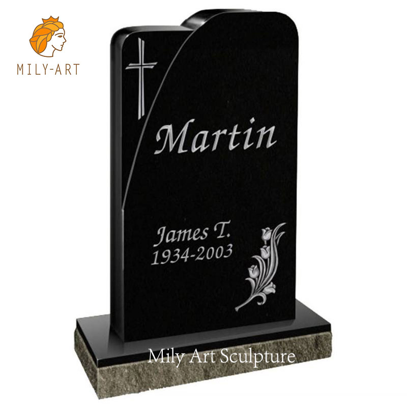 Simple Granite Headstone with Carving Feather Granite Monuments