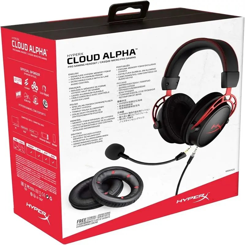 Hyperx Cloud Alpha Wired Gaming Headset Dual Chamber Drivers Legendary Comfort Aluminum Frame Detachable Microphone Earphone
