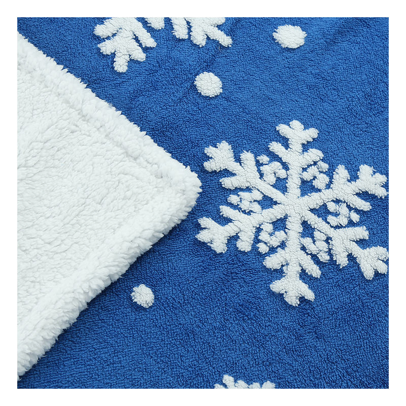 Best Selling Brown 100% Polyester Christmas Snowflakes Blanket Holiday Soft Plush Throw Oversized Jacquard Sherpa Blanket