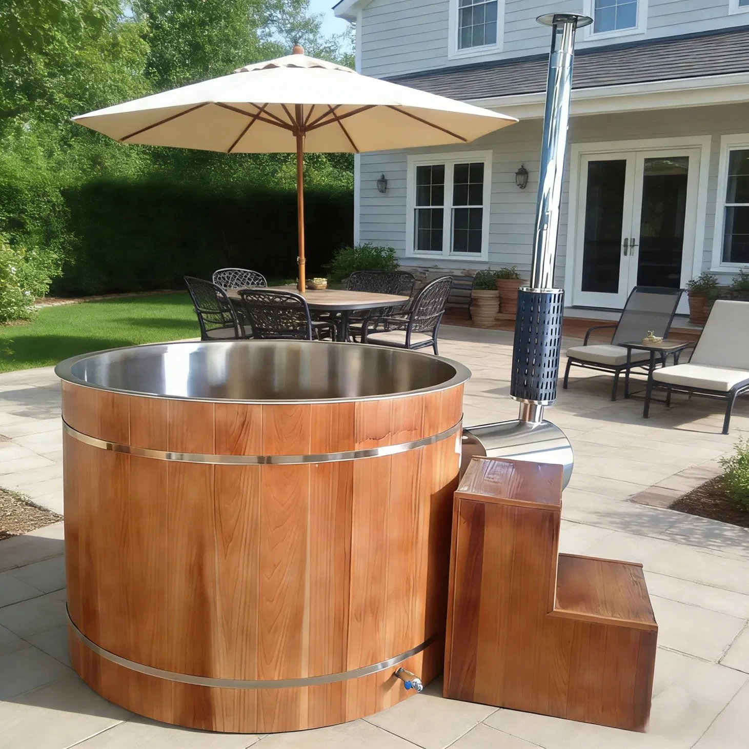 Support Customization 1-2 Person Hot Tub Outdoor Hot Tub Wood Fired Hot Tub for Sale