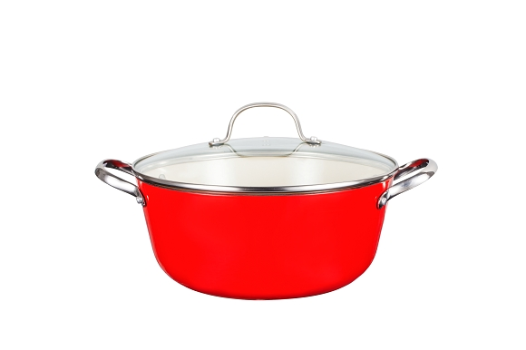 Эмалированная чугунная кастрюля с крышкой