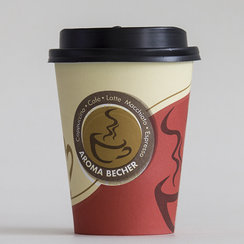 Экологичная бумажная чашка для напитков с крышкой, 16 oz