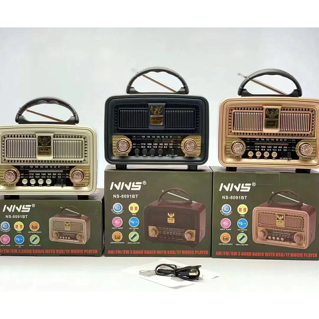 Ретро радио NS-8091BT с Bluetooth, деревянный корпус