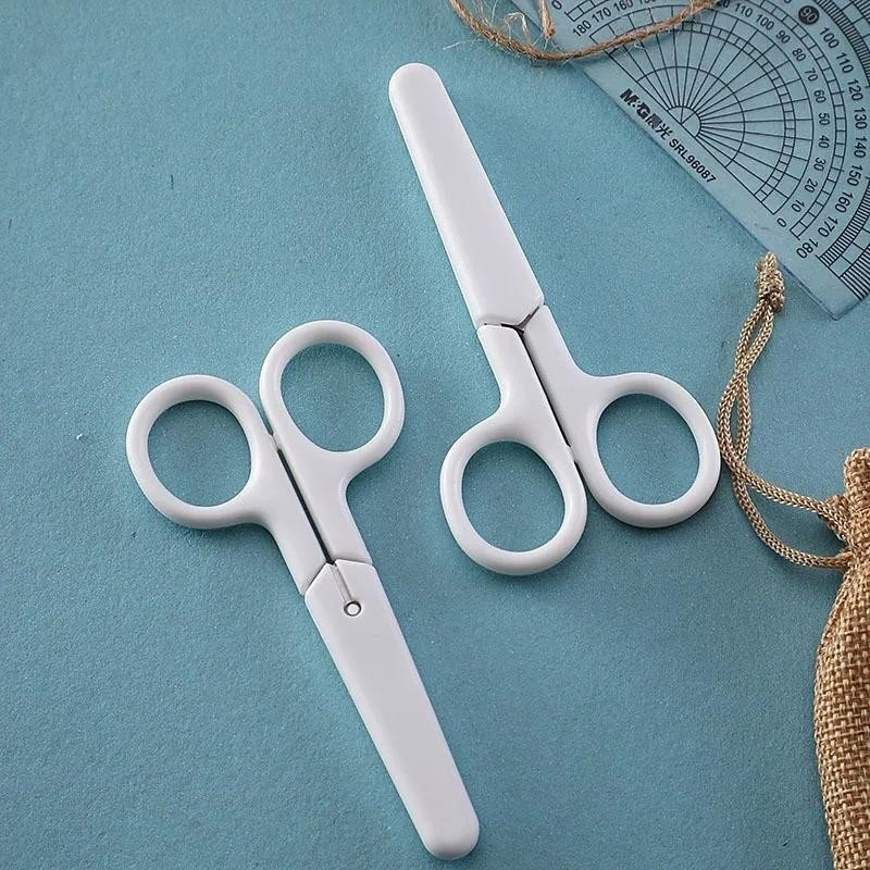 Mini White Color Scissor Ins Style Portable Stainless Steel Blade Cutter for Paper Handwork Stationery Office School Gift