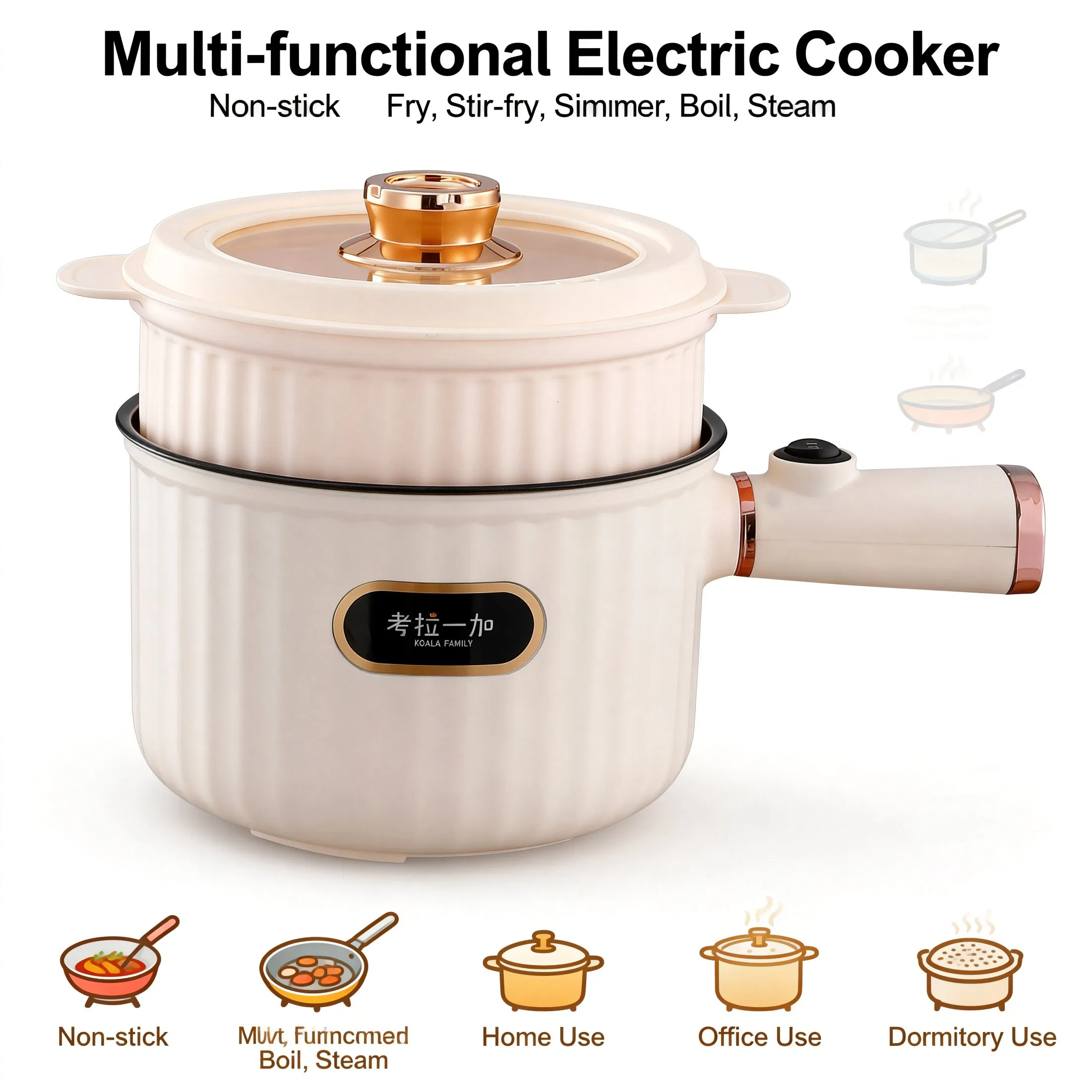 Multi-Function Electric Hot Pot Cooking Pot Energy Efficient Electric Cooker for Frying, Boiling, Stewing and Cooking