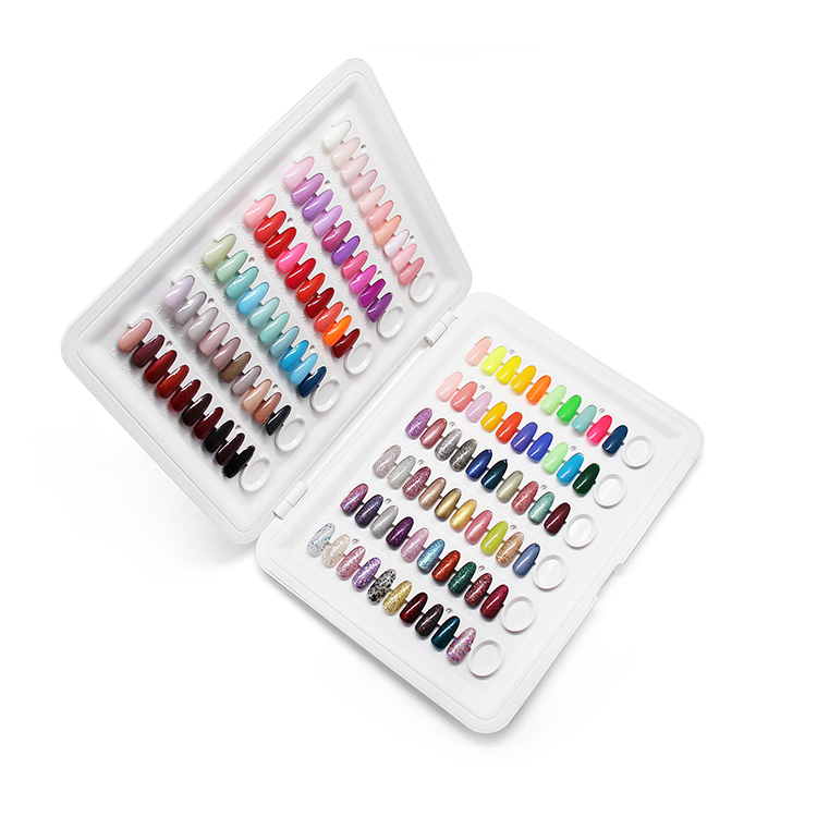 Plastic Nail Color Chart with 120PCS Fake Nail Art Tips for Salon Nails Polish Display