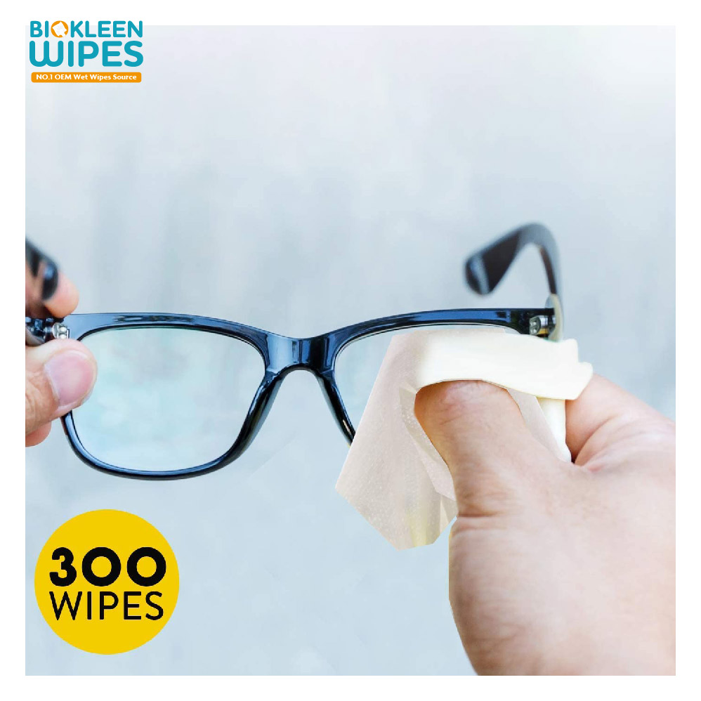 Biokleen Singel Pack Anti-Fog Sunglasses Screen Lens Cleaning Wet Wipes Wet Strength Paper for Glasses