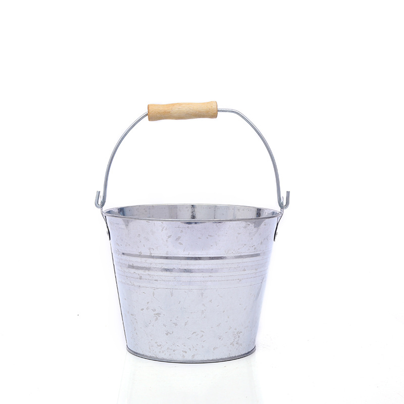 Stainless Steel Bucket with Flower Logo and Handle