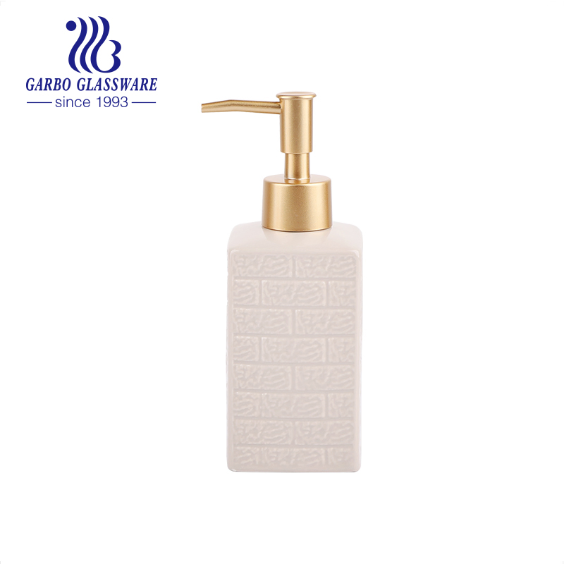 Wholesale Bathroom Black Ceramic Shampoo Soap Dispenser Refillable Liquid Washing Pump Bottle