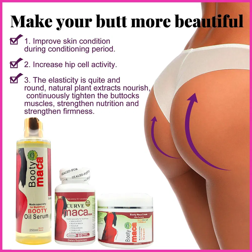 Best Quality Fast Shipping Maca Hip and Butt Enlargement Enhancer Set 3 in 1 Women Big Butt Enlarge Firming Oil