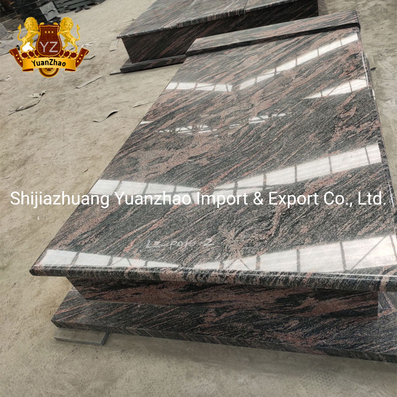 Outdoor Stone Monument Grey Granite Cross Design Tombstone