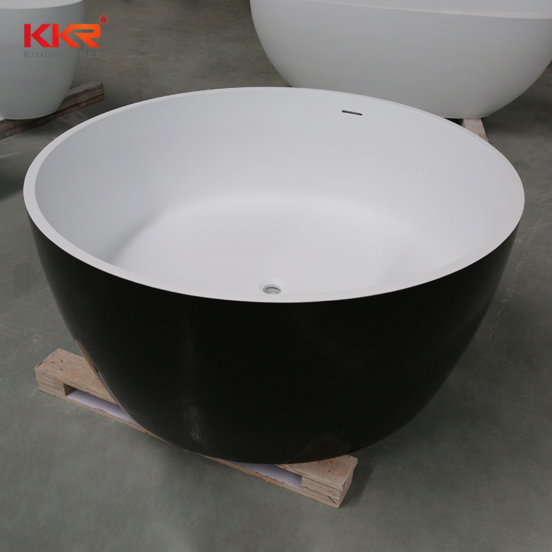 Solid Surface Stone Black Round Bath Tub Bathtub