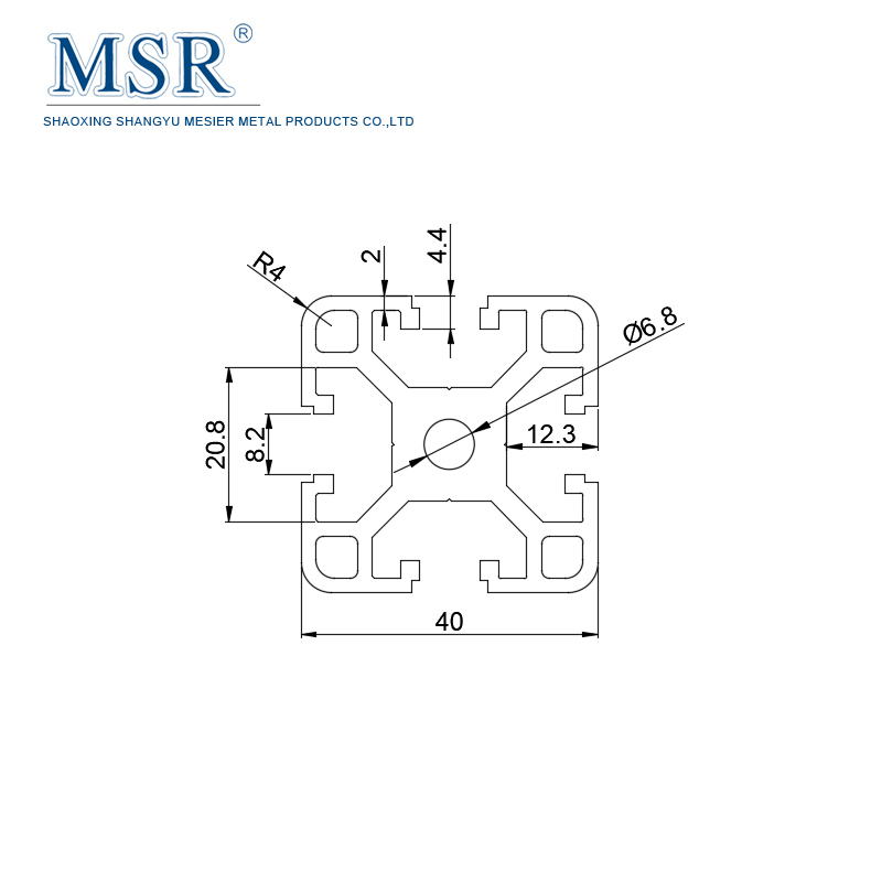 Алюминиевый профиль 40x40 T-слот 8042, анодированный