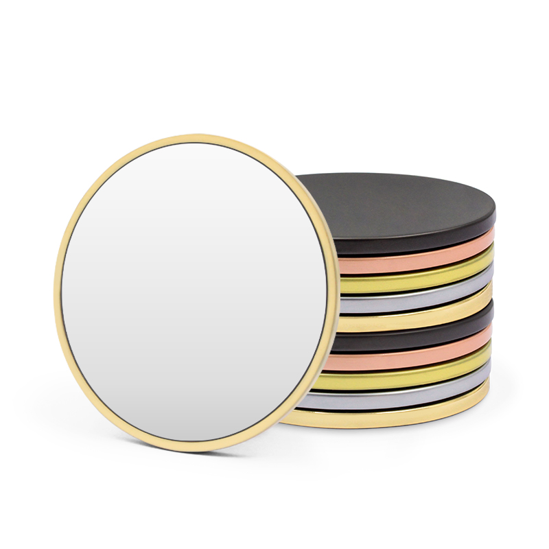 Factory Custom Zinc Alloy Luxury Black Cute Wholesale Small Makeup Mirror Metal Gold Storage Mini Round Cosmetic Mirror