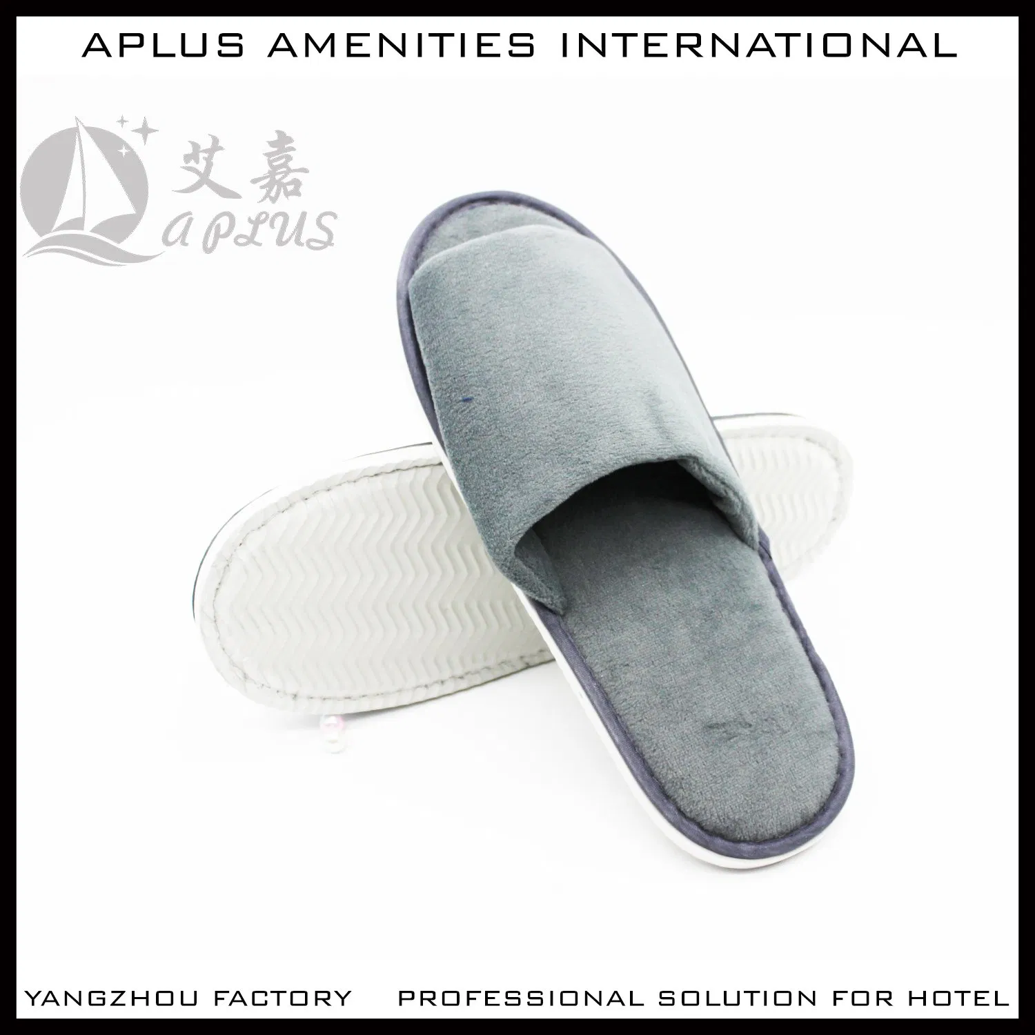 Cotton Velour Disposable Customized Hotel Slippers with Embroidered Logo 04