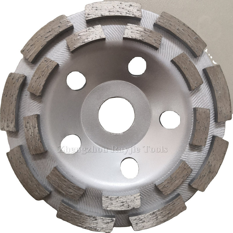 4.5"/115mm Sintered Diamond Double Row Grinding Cup Wheel Twin Row Grinding Disc for Concrete Masonry Granite Marble