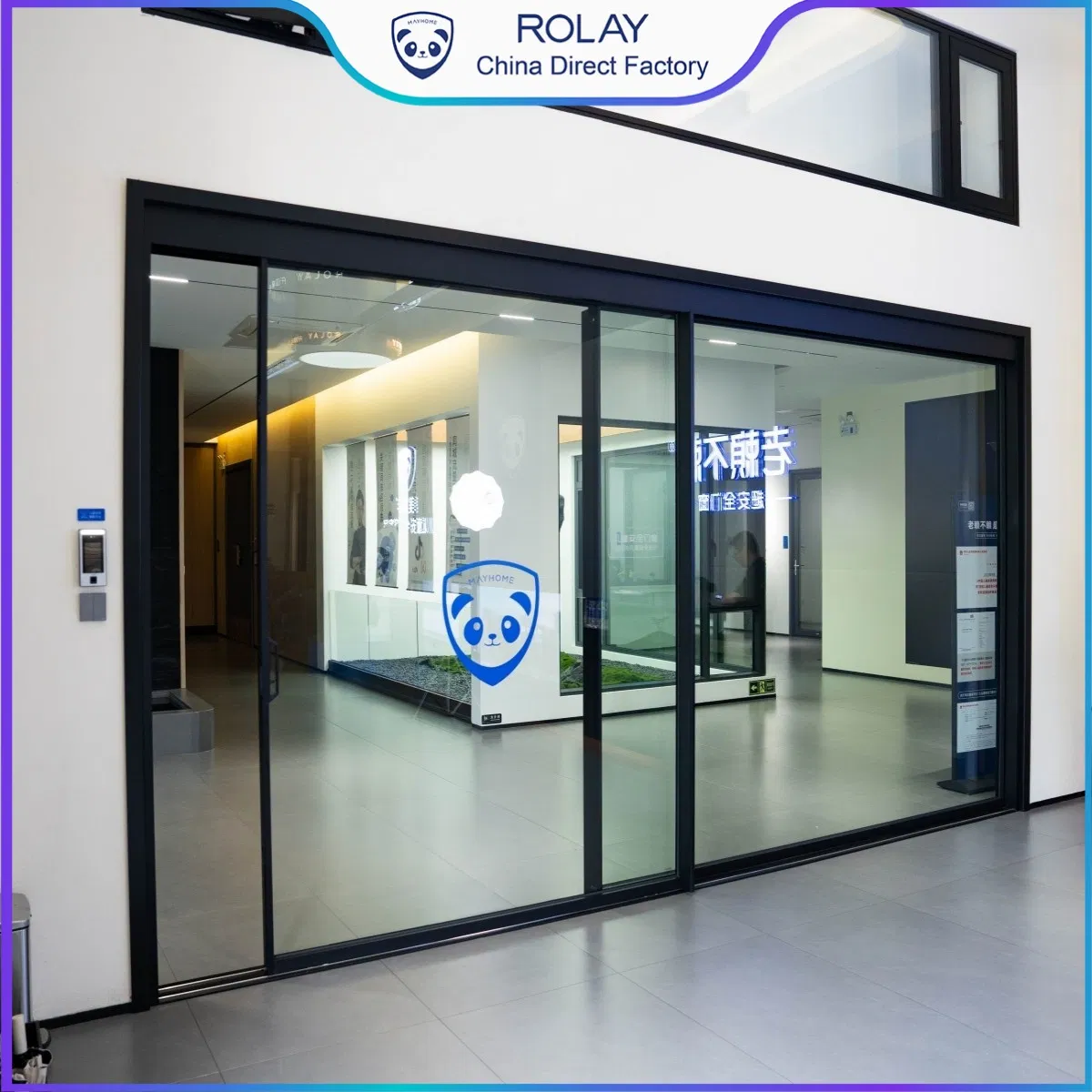 Rolay Interior Door Security Door Modern Window Design Horizontal Double Glazed No-Barrier Energy Saving Balcony Patio Aluminium Sliding Door Commercial Builder