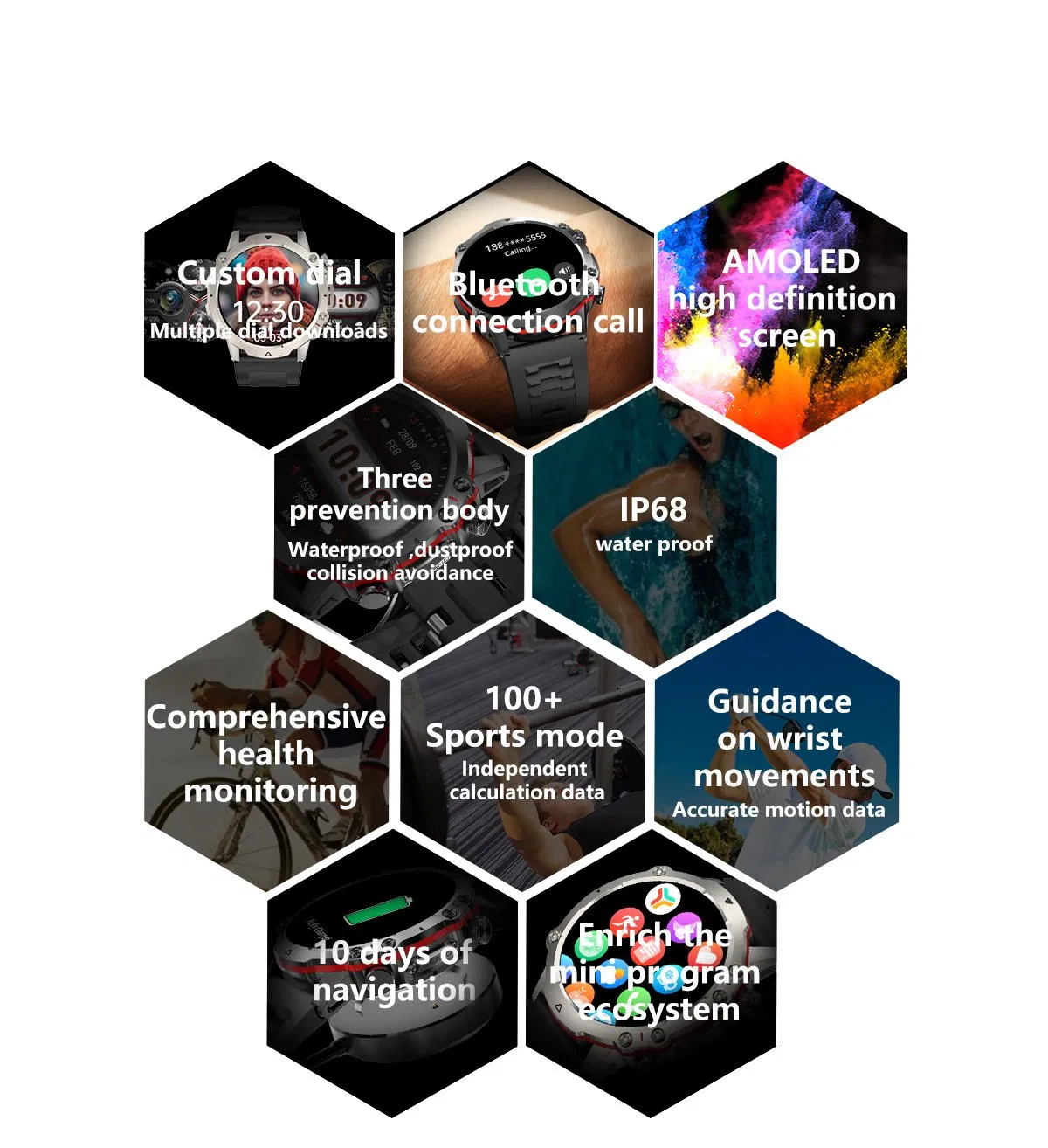 High-End 1.43 Inch Amoled Screen IP68 Waterproof Bluetooth Calling Sports Smartwatch