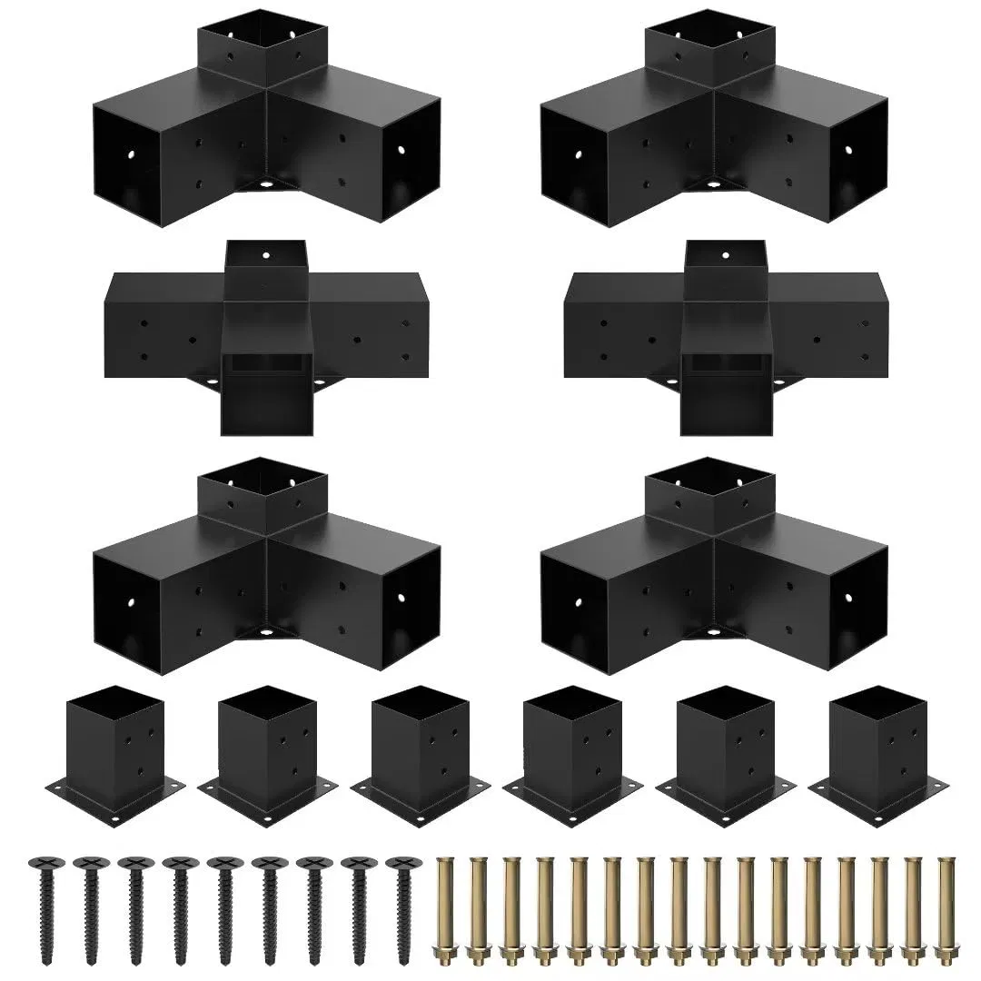 Outdoor Solid Stainless Steel Wooden Pergola Gazebo Kit Base Support and 3 Way Right Angle Corner Bracket