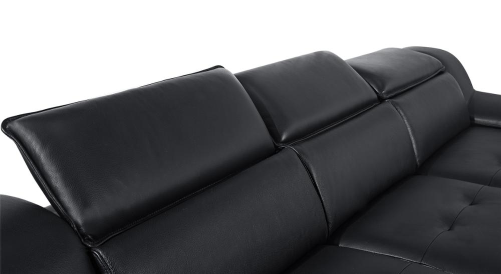 Диван кожаный секционный с регулируемым подголовником металл