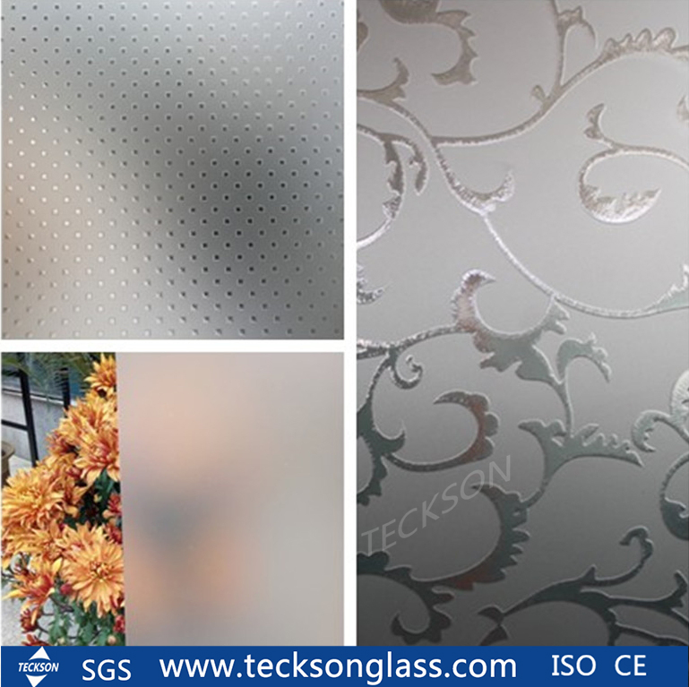 Milky Acid Etched Glass with High Quality for Building