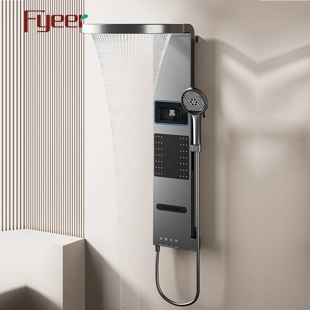 Fyeer Gun Grey Big Shower Head LED Digital Shower Panel