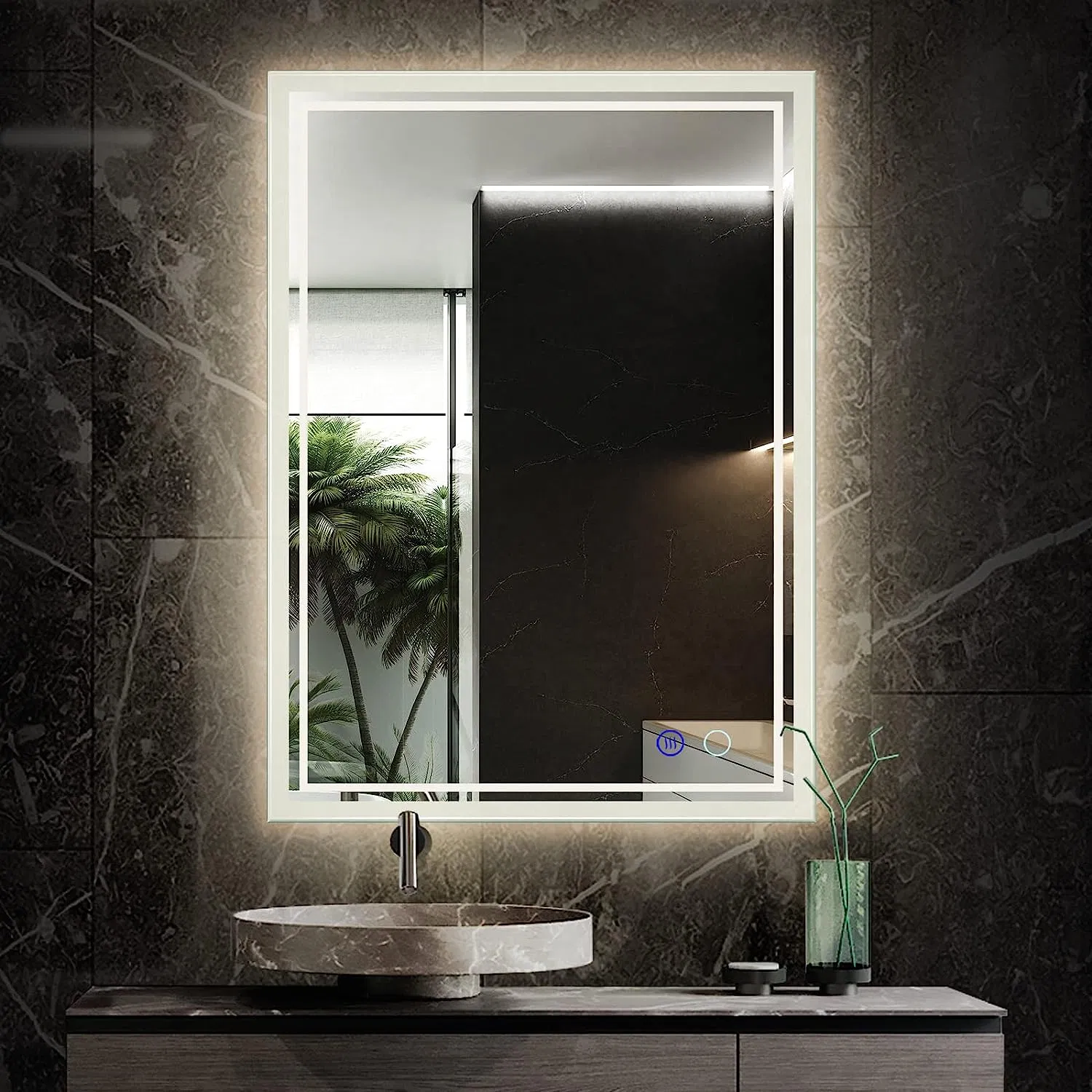 LED Backlit Mirror Bathroom Vanity with Lights,Anti-Fog,Dimmable,CRI90+,Touch Button,Water Proof,Horizontal/Vertical,Lighted Mirror Wall Mounted,LED Mirror