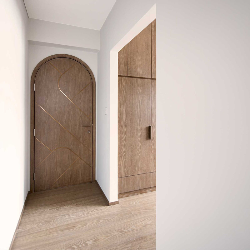 China Factory Custom Veneer Wooden Fireproof Composite Invisible Doors Resort Apartment Hotel Wood Door with Electronic Card