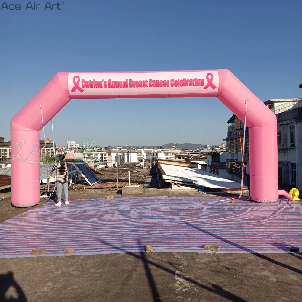 8*4m H Inflatable Anti-Breast Cancer Awareness Arch Advertising Archway for Outdoor Events