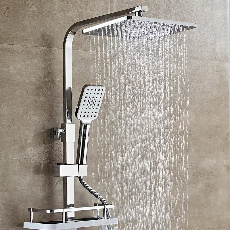 Modern Shower Set Wall Mounted Stainless Steel Tap Bathroom Taps Brass Kits Rain Rainfall Mixer Faucet Shower Set