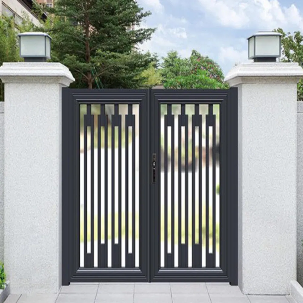 15. Factory Customized Modern Style Exterior Entrance Aluminum Aluminium Front Metal Door Security Double Courtyard Garden Gate for Villa House Home Yard Gate