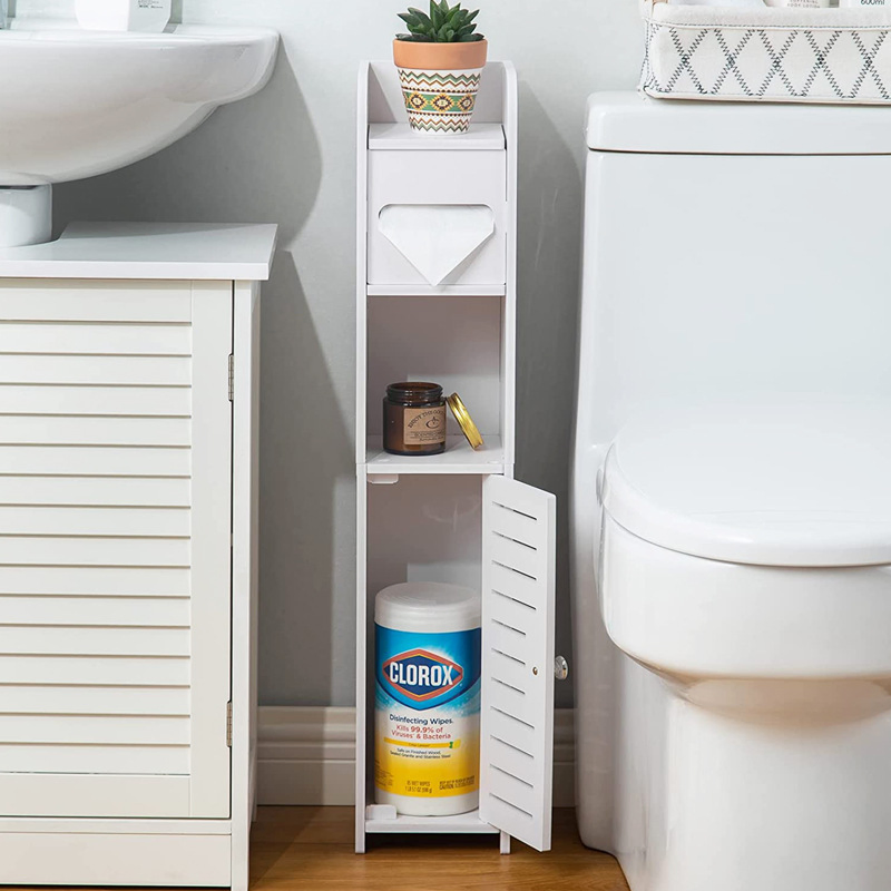 Wood Plastic Board 3-Layers Multifunctional Toilet Paper Bathroom Shelf Toilet Organizer