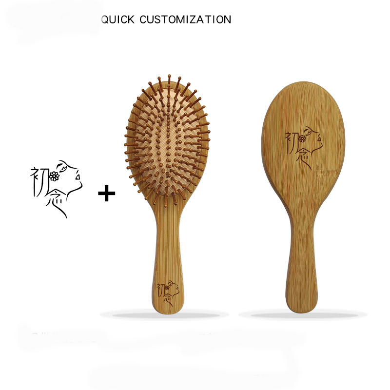 Eco Friendly Reusable Bamboo Scalp Massage Comb Promotion Custom Natural Wood Hair Brush Comb