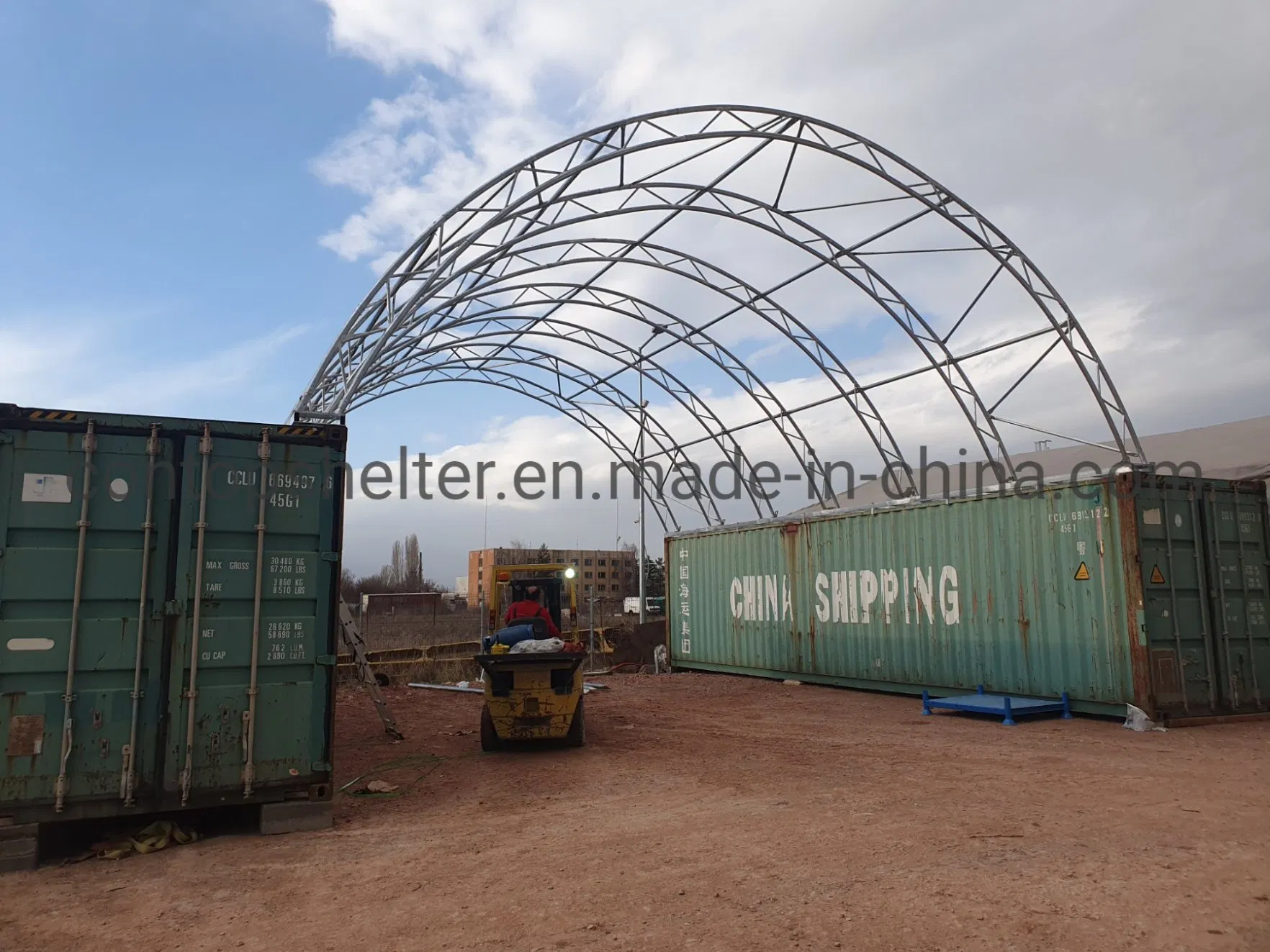 Industrial Outdoor Storage Prefab Steel Structure Dome Shelter for Containers