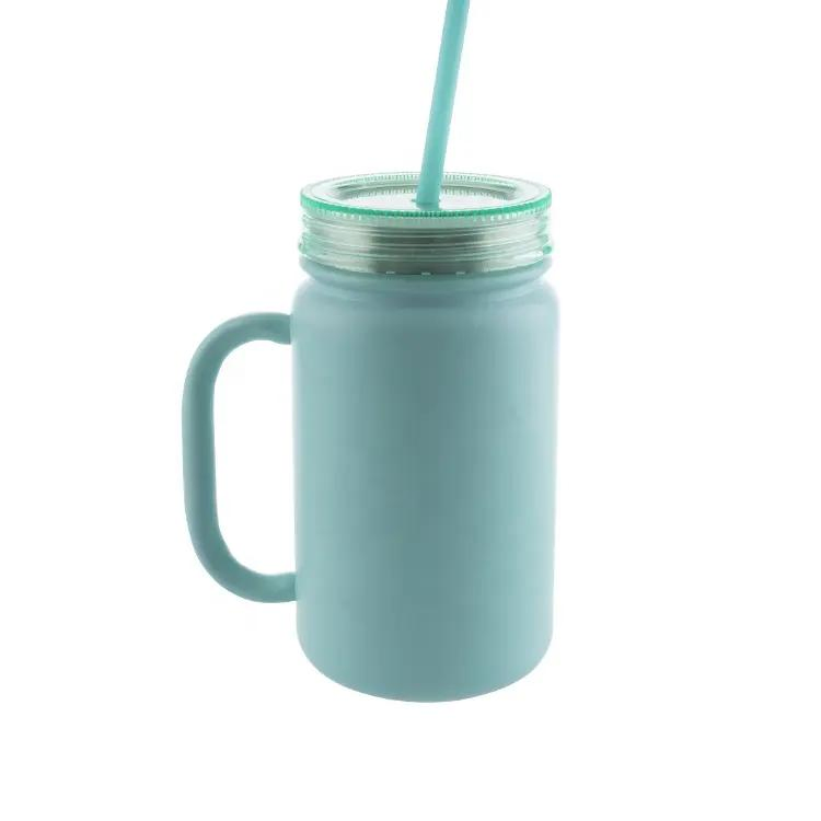 Double Wall Stainless Steel Drinking Travel Mason Jar Mug with Handle