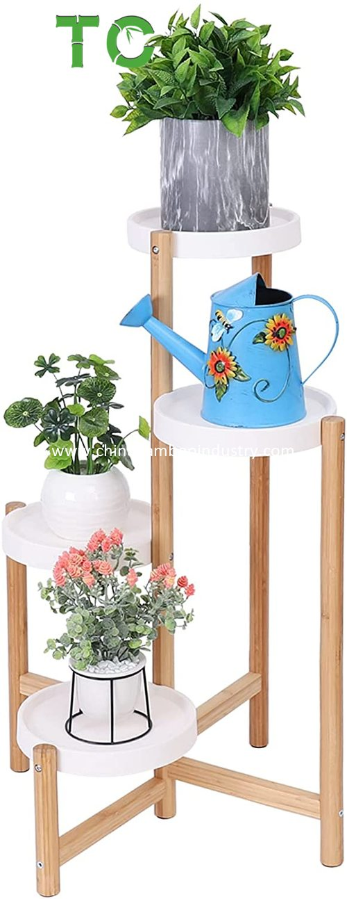 4 Tier Bamboo Plant Stand Rack Flower Pot Holder Display Shelf