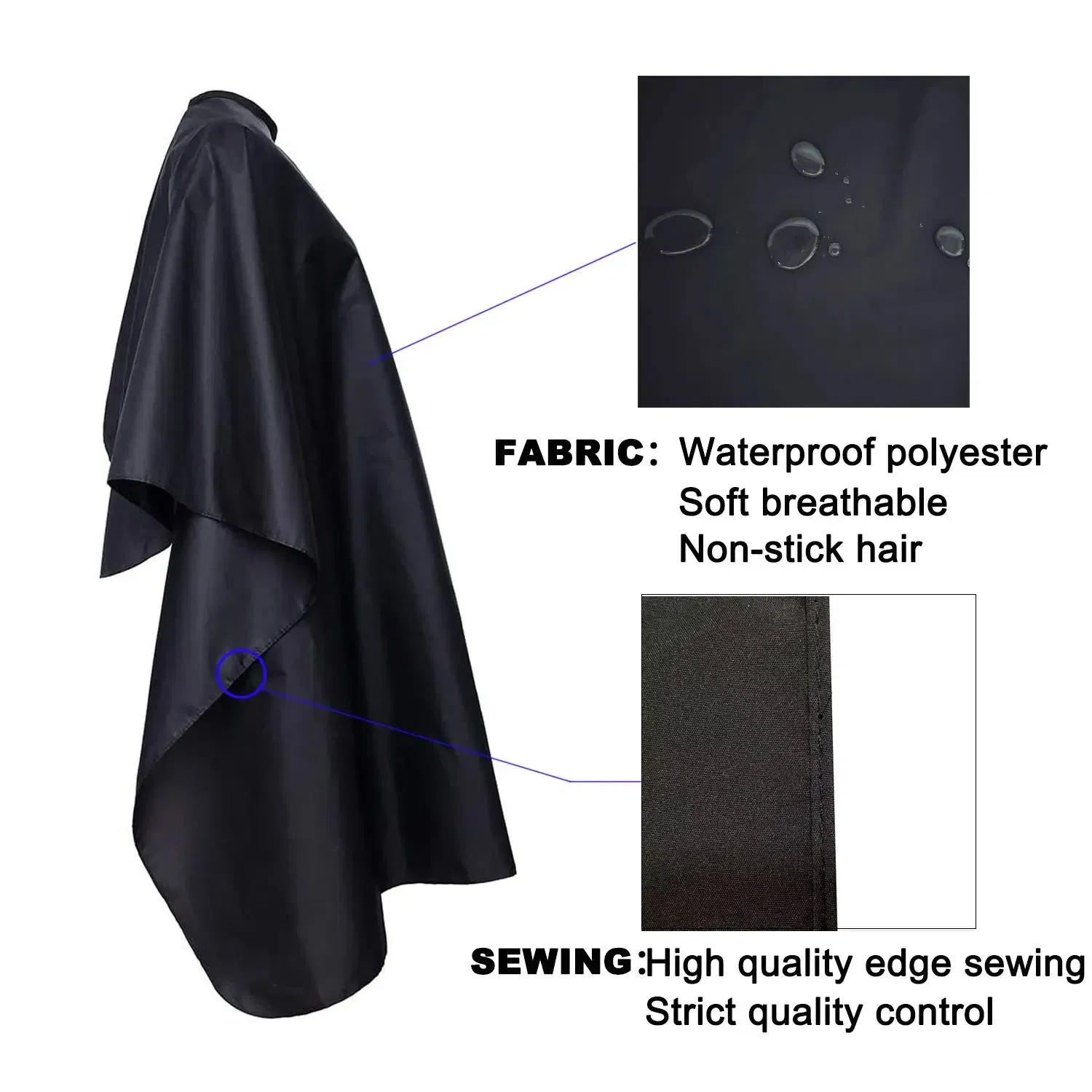 Custom Waterproof Haircut Logo Barber Hairdressing Black Aprons Gown Custom Salon Cape