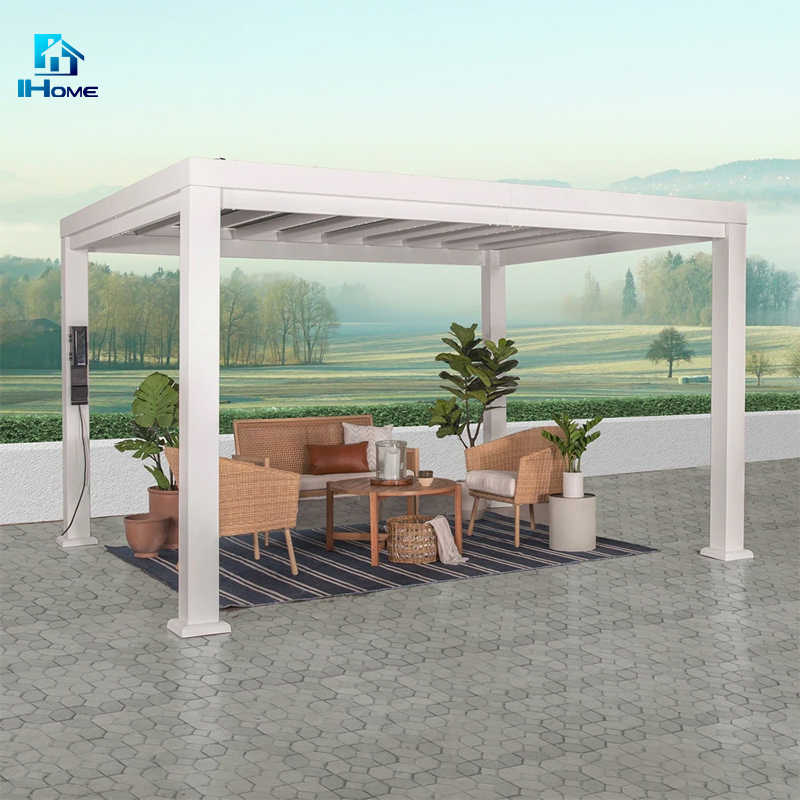 Aluminium Outdoor Retractable Terrace Pergola with Screens and Lights