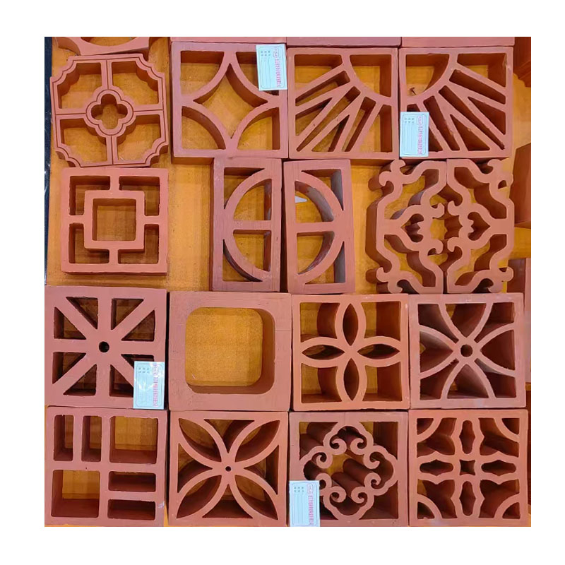 Chinese-Style Antique Lattice Brick Perforated Red Hollow Bricks Ventilated Facade Terracotta Tile