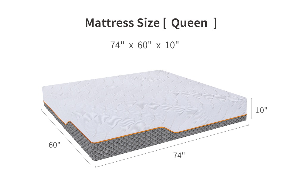 10inches Orthopedic Queen Hypo-Allergenic RV Memory Foam Mattress with Washable Cover