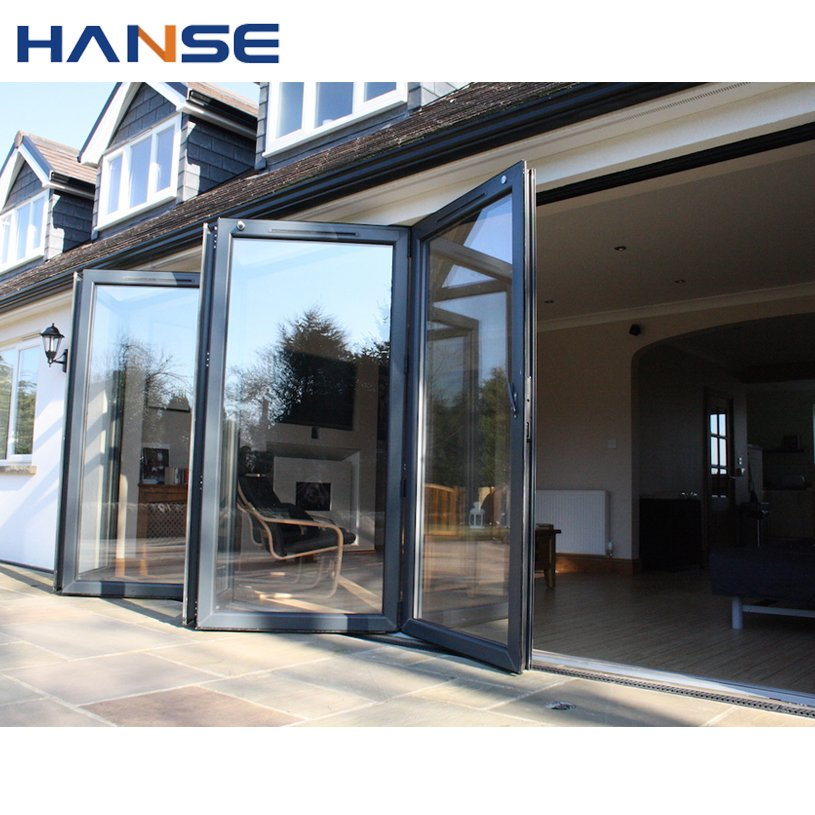 Exterior Thermal Break Aluminum Folding Door Accordion Large Big Bi-Fold Sliding Main Entrance Patio Folding Door